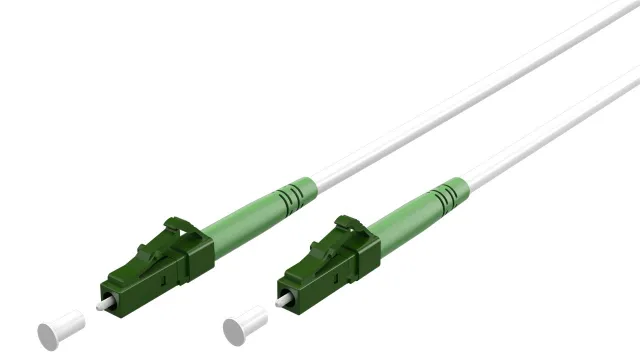 Fiberoptisk kabel (FTTH), Singlemode (OS2) White, vit (Simplex), 15 m plugg LC-APC (8°) > plugg LC-APC (8°), halogenfri kabelhölje (LSZH)