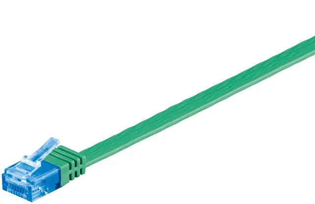 CAT 6A platt patchkabel, U/UTP, grön kopparledare (CU), 3 m