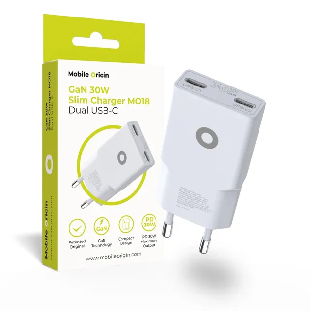 GaN 30W Slim Charger TÜV - MO18 - Dual USB-C