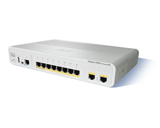 Catalyst Compact 2960CPD-8PT-L - Switch - Administrerad - 8 x 10/100 (PoE) + 2 x 10/100/1000 - skrivbordsmodell, rackmonterbar, väggmonterbar -