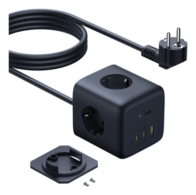 EnerFill FA11 67W Power Strip USB-A + USB-C Cube + 3 x EU Socket 1.5m - Black