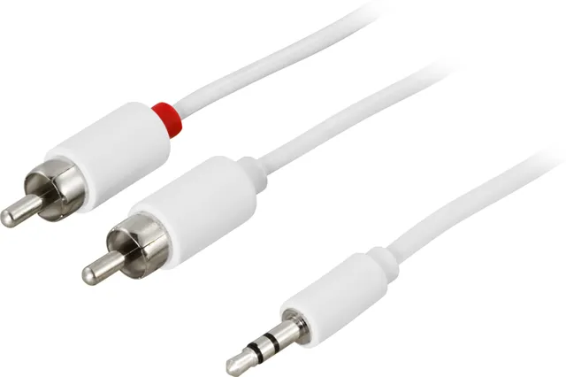 Ljudkabel 3,5mm ha - 2xRCA ha 5m, vit (MM-142B)