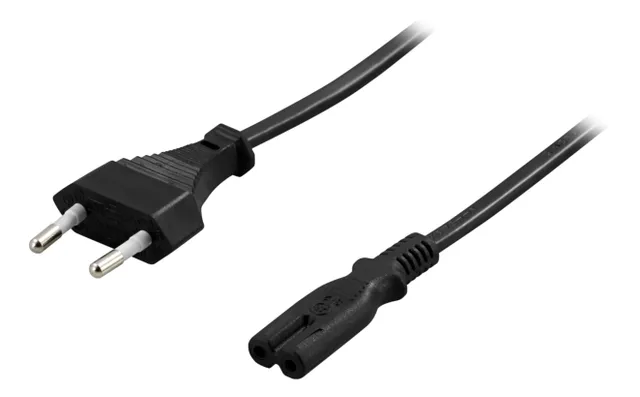 Strömkabel C7 Rak CEE 7/16 till 2-pin Svart 1 m