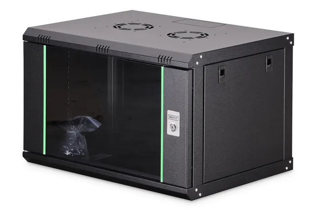 7U wall mounting cabinet 416x600x450 mm - Svart