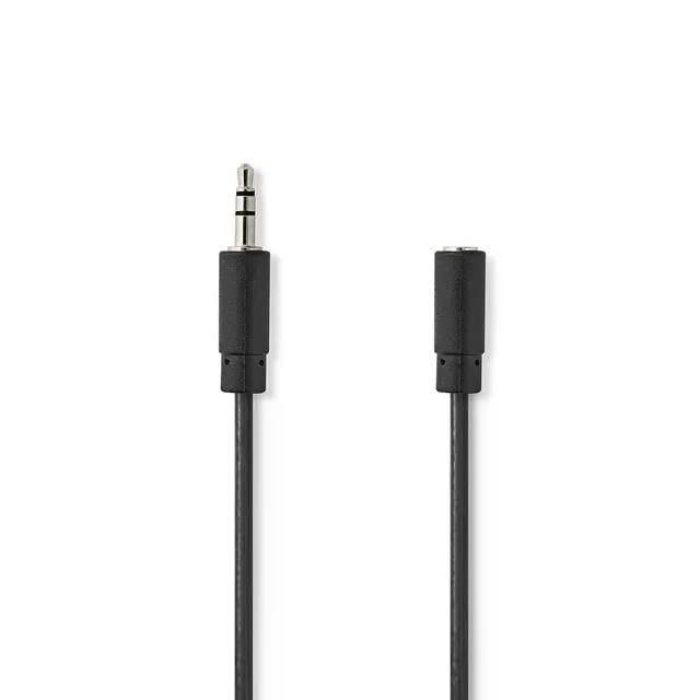 Stereoljudkabel | 3.5 mm Hane | 3.5 mm Hona | Nickelplaterad | 5.00 m | Rund | Svart | Label