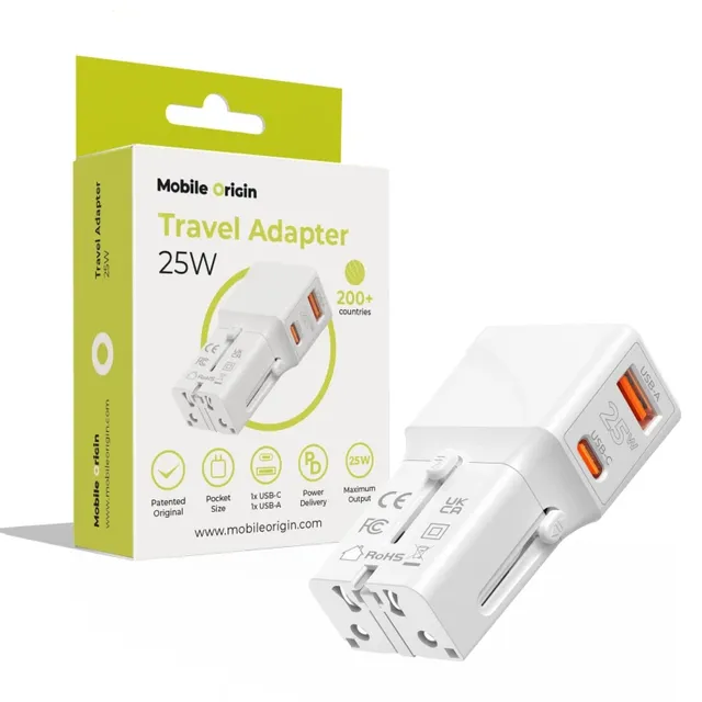 Travel adapter 25W - EU/US/UK/AU - white