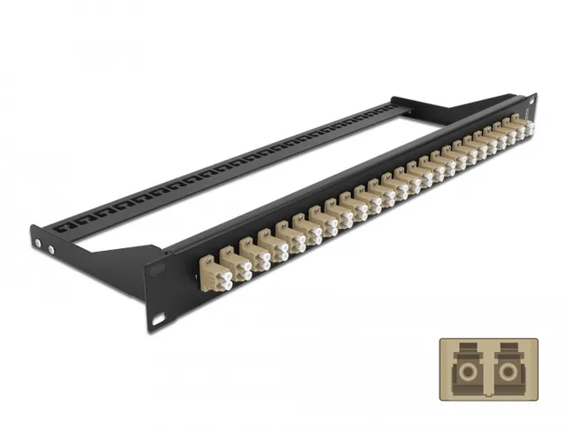 - Patchpanel - rackmonterbar - LC Duplex MM X 24 - svart, beige - 1U - 19