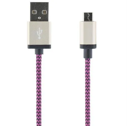 USB-kabel, Tygklädd, Typ A ha - Typ Micro B, 1m, lila (MICRO-118)