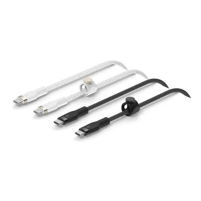 BoostCharge PRO Flex - USB-kabel - USB-C (hane) till USB-C (hane) - USB 2.0 - 3 A - 1 m - USB Power Delivery (60W) - svart / vit (paket om 2)