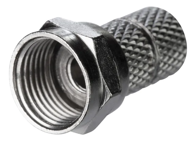 F-kontakt, hane, 6,2mm RG59/antennkablage, skruvmont, guldpl. (DEL-653)