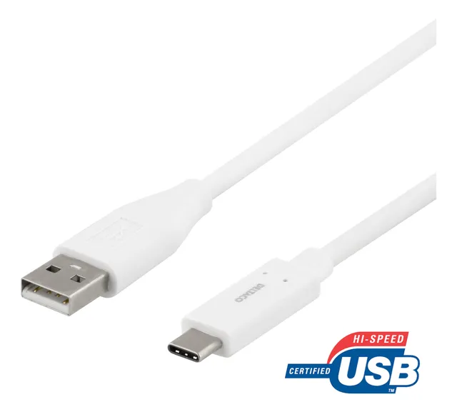 USB 2.0-kabel C-A Vit 1,5 m