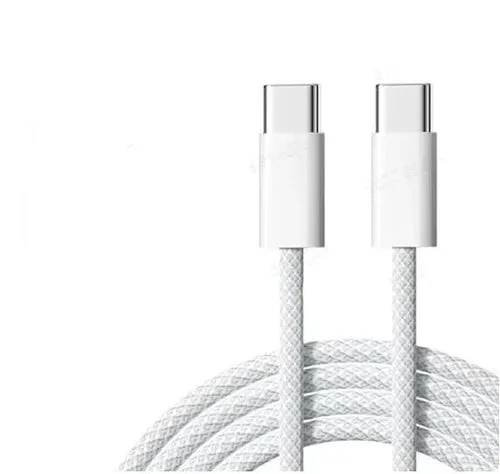 1m USB 2.0 USB-C till C kabel för iPhone 15/15 Pro/15 Plus/15 Pro Max 3A 480Mbps 60W vit