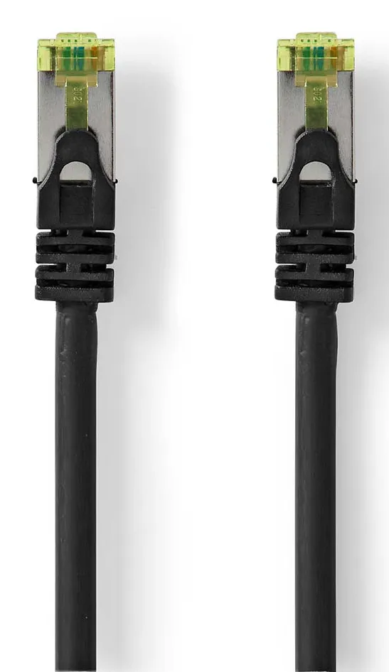 CAT7 nätverkskabel | S/FTP | RJ45 hane | RJ45 hane | 15.0 m | Snagless | Rund | LSZH | Svart | Label