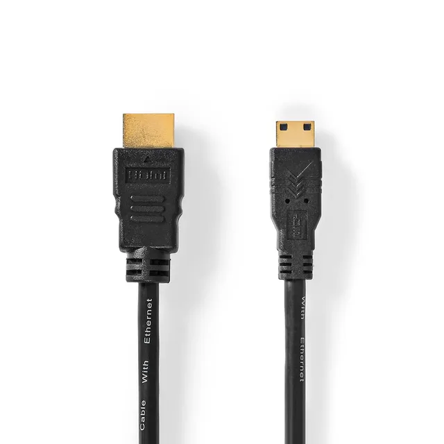 High Speed ​​HDMI ™ kabel med Ethernet | HDMI™ Kontakt | HDMI™ Mini kontakt | 4K@30Hz | 10.2 Gbps | 1.50 m | Rund | PVC | Svart | Label