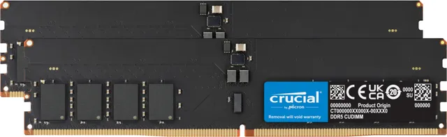 - DDR5 - modul - 128 GB: 2 x 64 GB - DIMM 288-pin - 3200 MHz / PC5-51200 - CL52 - 1.1 V - klockad oförbufferad - on-die ECC - svart