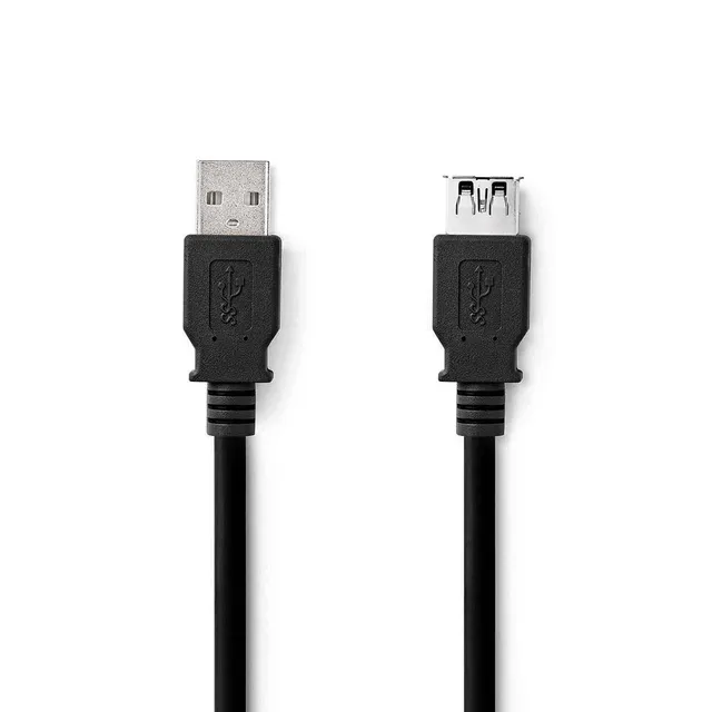 USB-kabel | USB 3.2 Gen 1 | USB-A Hane | USB-A Hona | 18 W | 5 Gbps | Nickelplaterad | 3.00 m | Rund | PVC | Svart | Label