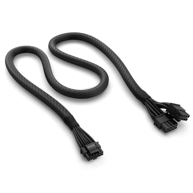 12VHPWR adapter cable - 650mm - Svart
