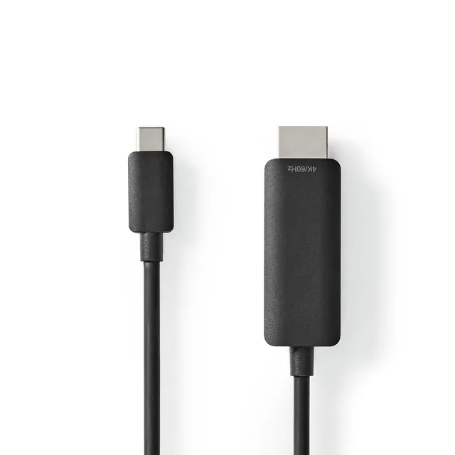 USB-C™ Adapter | USB 3.2 Gen 1 | USB-C™ Hane | HDMI™ Kontakt | 4K@60Hz | 2.00 m | Rund | Nickelplaterad | PVC | Svart | Label