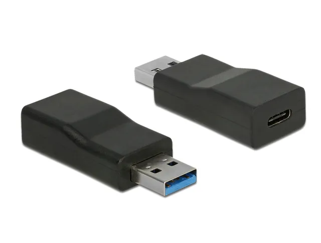 USB A hane till USB C hona - USB 3.1 gen2 - Svart
