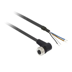 XZCP1241L2, M12, Svart, Metall, IP69K, 250 V AC, 300 V DC, 4 A