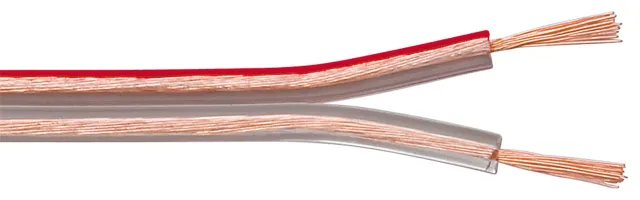 Högtalarkabel transparent CU 100 m spole, tvärsnitt 2 x 0,5 mm²