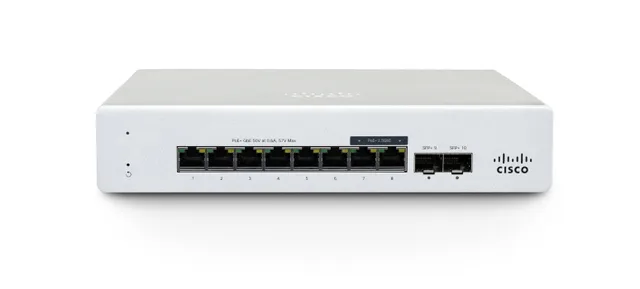 Meraki MS130-8X - Switch - Administrerad - 6 x 10/100/1000Base-T + 2 x 2.5GBase-T + 2 x 10Gb Ethernet SFP+ - skrivbordsmodell, väggmonterbar - P