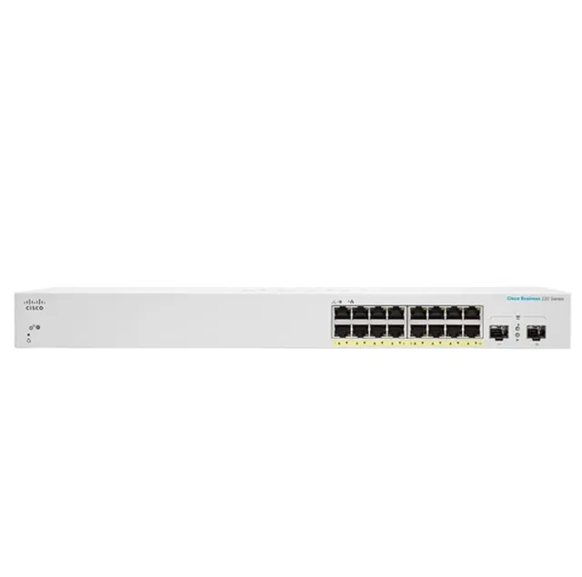 Business 220 Series CBS220-16P-2G - Switch - smart - 16 x 10/100/1000 (PoE+) + 2 x gigabit SFP (upplänk) - rackmonterbar - PoE+ (130 W) - återan