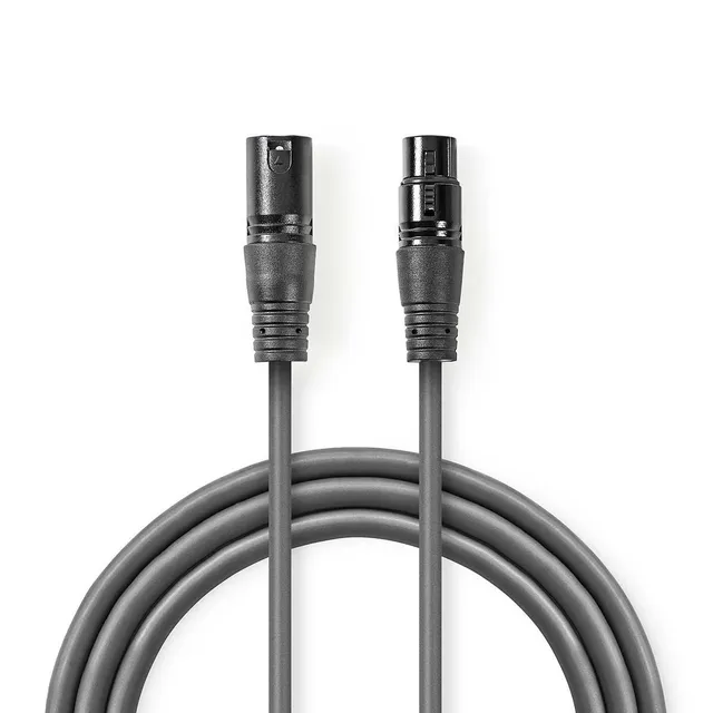 Balanserad ljudkabel | XLR 3-stifts hane | XLR 3-stifts hona | Nickelplaterad | 1.00 m | Rund | PVC | Mörkgrå | Kartonghylsa
