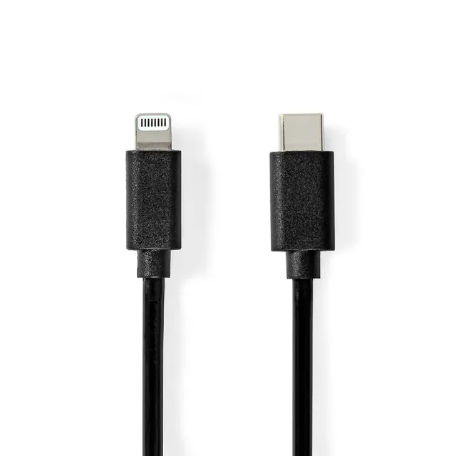 Lightning Kabel | USB 2.0 | Apple Lightning, 8-stifts | USB-C™ Hane | 480 Mbps | Nickelplaterad | 1.00 m | Rund | PVC | Svart | Label