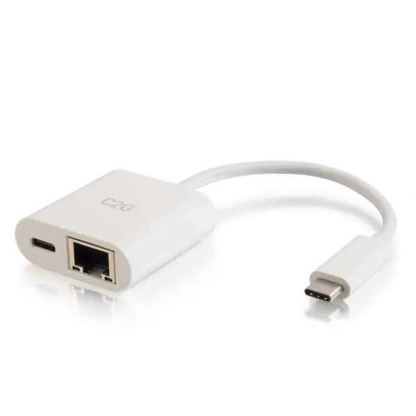 USB C to Ethernet Adapter With Power Delivery - White - Nätverksadapter - USB-C - Gigabit Ethernet x 1 - vit
