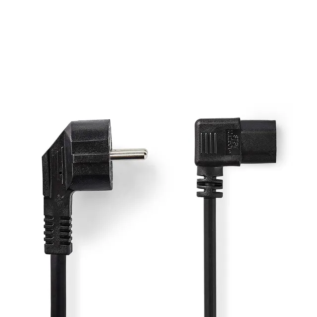 Strömkabel | Strömkontakt Hane | IEC-320-C13 | Vinklat | Vinklat | Nickelplaterad | 3.00 m | Rund | PVC | Svart | Label