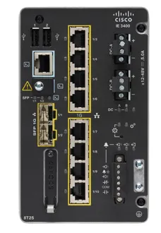 Catalyst IE3400 Rugged Series - Network Essentials - switch - Administrerad - 8 x 10/100/1000 + 2 x Gigabit SFP - DIN-skenmonterbar - DC power