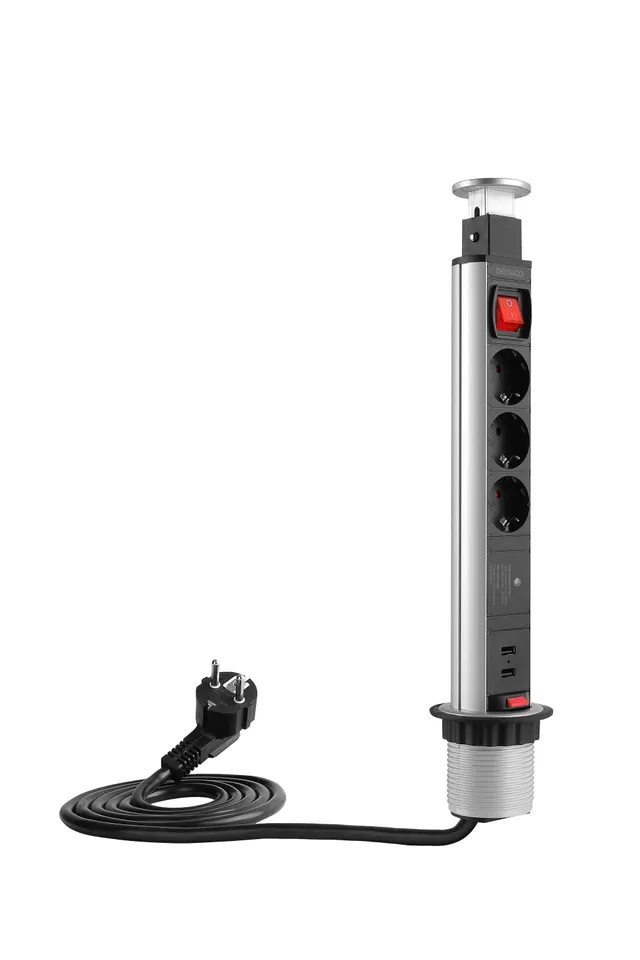 Office Tabletop Pop-Up Power Strip with Surge Protector