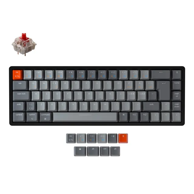 K6 RGB Aluminium Wireless Hot Swap Gateron Red - Gaming Keyboard - Utan numpad - Nordisk - Svart