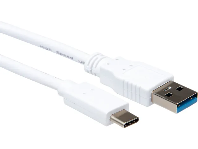 USB-A 3.0 till USB C kabel 2m USB-A 3.0 male till USB C male, v 3.0, 480Mbps, PVC, vit