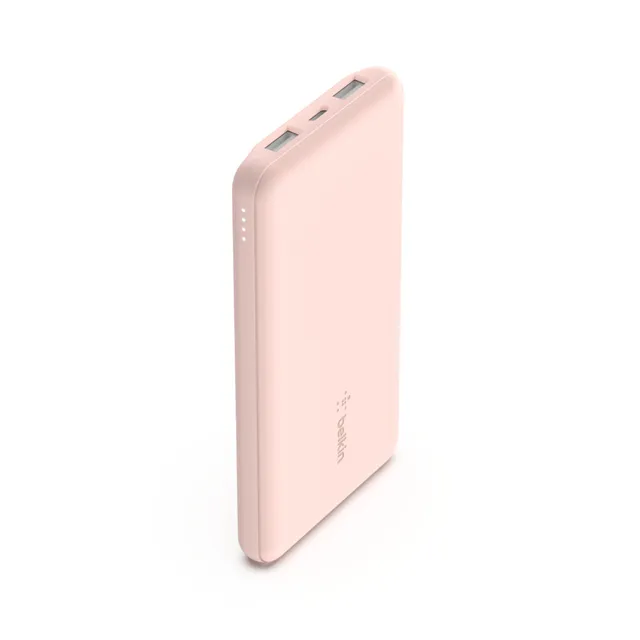BoostCharge - Power bank - 10000 mAh - 18 watt - 3 utdatakontakter (USB-C, 2 x USB) - guldrosa