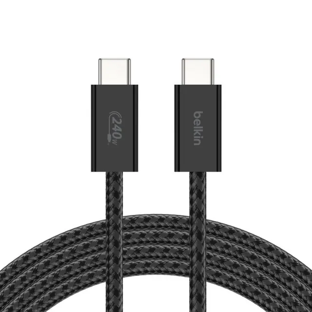 BoostCharge - USB-kabel - USB-C (hane) till USB-C (hane) - DC 48 V - 5 A - 1.5 m - USB-strömförsörjning (240W), braided - svart (paket om 2)