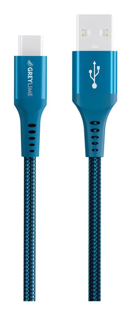 Braided USB-A to USB-C Cable Blue 3 m