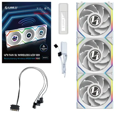 UNI FAN SL120 Wireless LCD Reverse Vit 3-pack