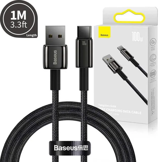 Tungsten Gold Cable USB to USB-C 100W 1m (black)