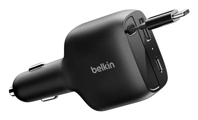 Billaddare 75W 2 portar + inbyggd kabel