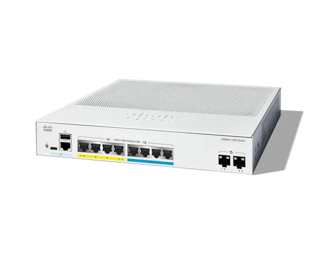 Catalyst 1300-8MGP-2X - Switch - L3 - Administrerad - 4 x Gigabit Ethernet + 4 x 100/1000/2.5G + 2 x 10 Gigabit SFP+ - rackmonterbar - PoE+ (120