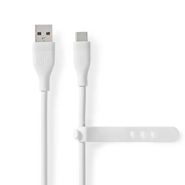 USB-kabel | USB 2.0 | USB-A Hane | USB-C™ Hane | 15 W | 480 Mbps | Nickelplaterad | 1.50 m | Rund | Silikon | Vit | Låda