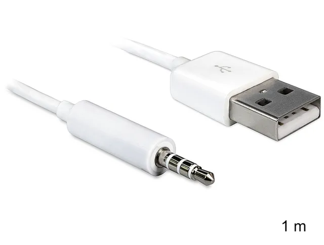 - Laddnings-/datakabel - USB (hane) till stereo mini-jack (hane) - 1 m - vit - för Apple iPod shuffle (1G, 2G)