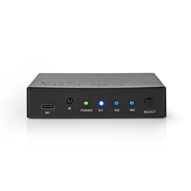 HDMI ™ Switch | 3-Port port(s) | 1x USB-C™ / 2x HDMI™ Input | 1x HDMI™ Output | 4K@60Hz | 18 Gbps | Fjärrstyrd | Metall | Antracit