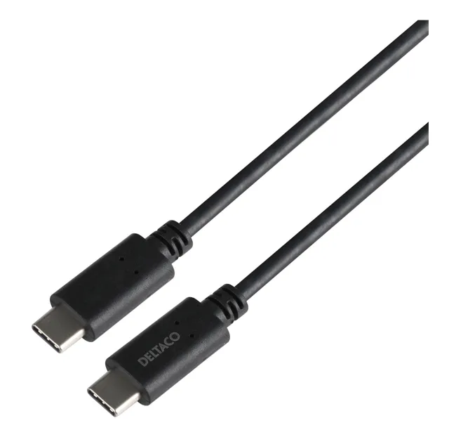 USB4-kabel Gen3 Typ C ha till C ha, 0,8 meter, 240W PD, 40 Gbps, LSZH, Deltaco - Svart