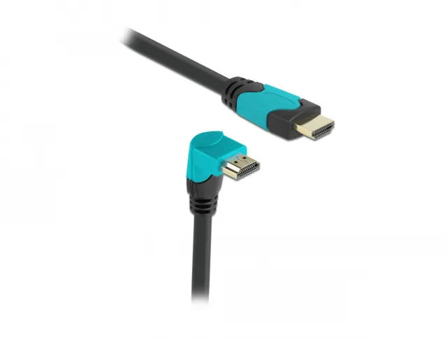 High Speed HDMI-kabel 2.1 Nedåtvinklad - Svart - 1m