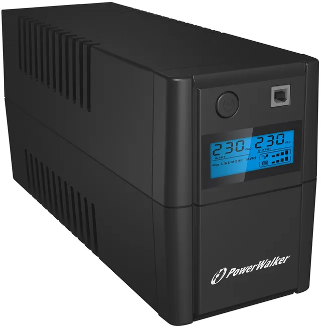 PowerWalker VI 650SE LCD - UPS - AC 230 V - 360 Watt - 650 VA - 7 Ah - USB - utgångskontakter: 2 - svart