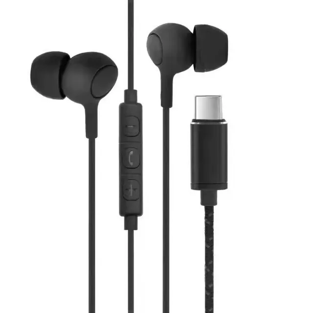 C10 - Hörlurar med mikrofon - inuti örat - kabelansluten - USB-C - svart