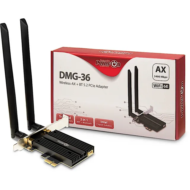Inter-Tech DMG-36 - Nätverksadapter - PCIe 2.0 - Bluetooth 5.2, Wi-Fi 6E